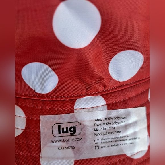 NWT Lug Reversible Red Polka Dot & Black Summer Beach Canopy Bucket Hat Cap - Picture 5 of 5